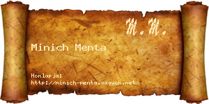 Minich Menta névjegykártya